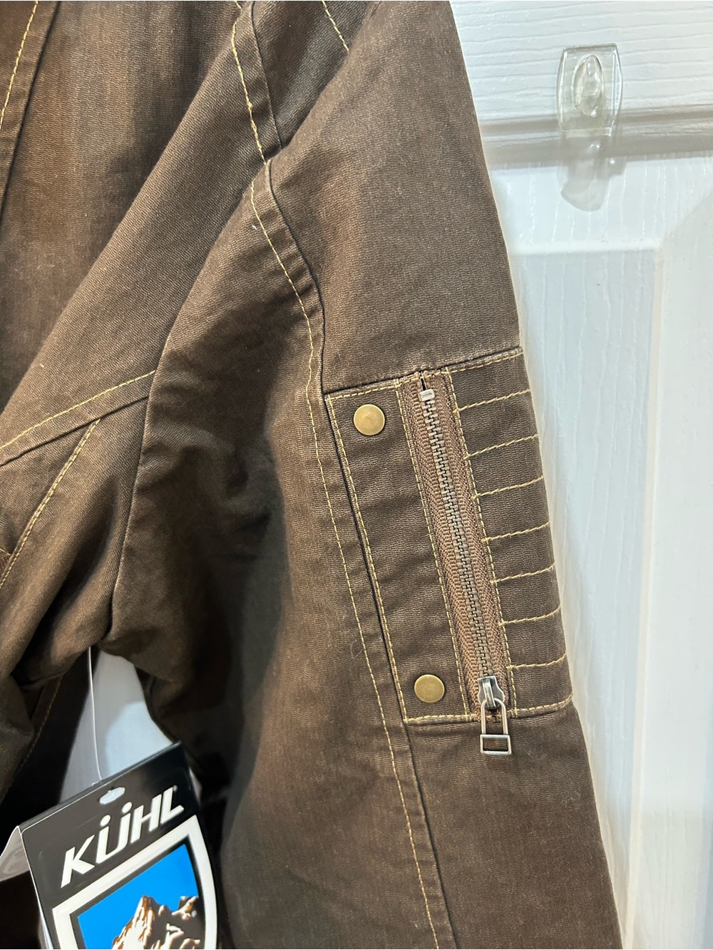 NWT Kuhl Burr Moto Canvas Jacket Womens Sz M Brown Outdoor Hiking Fleece Lined - Picture 7 of 16